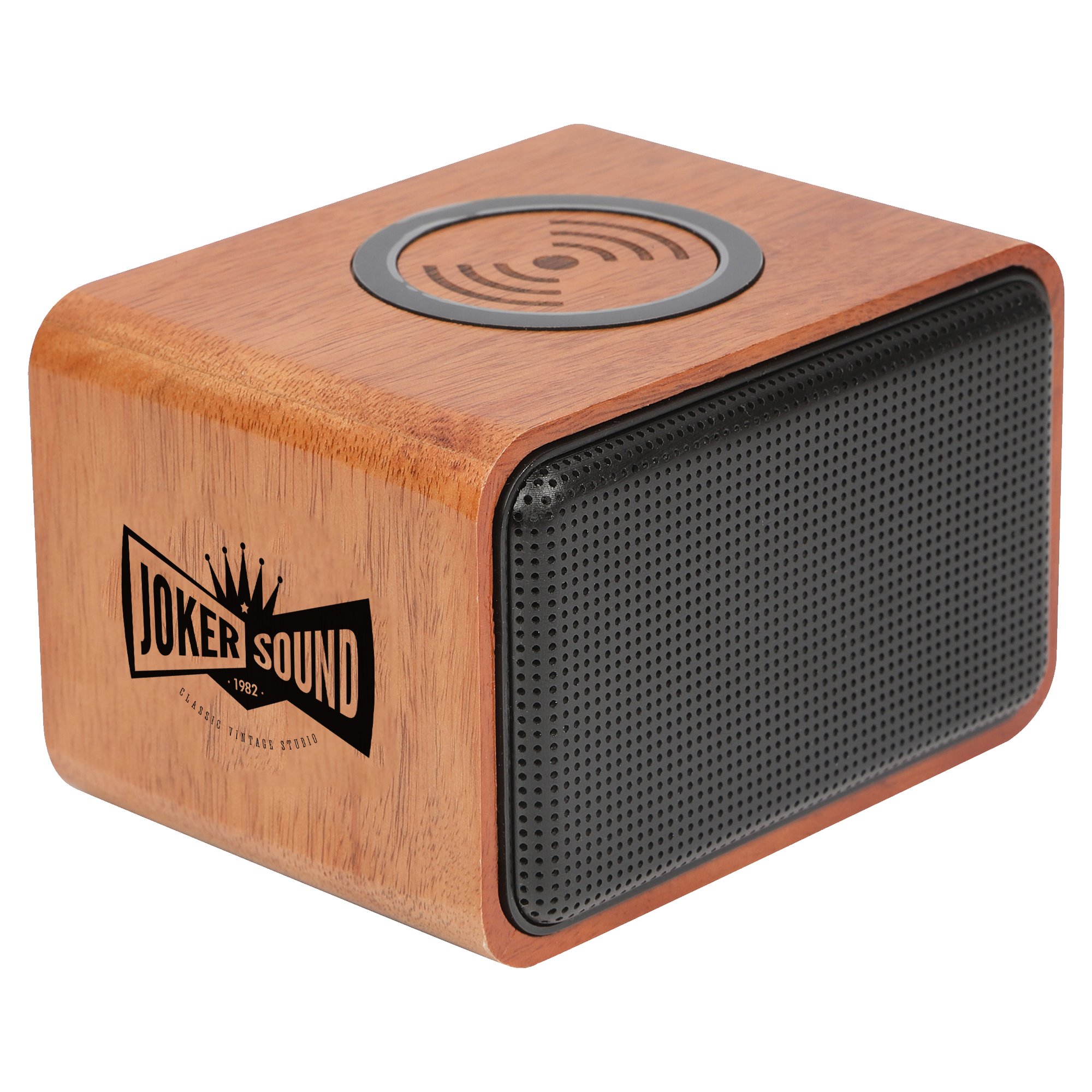 Custom Wood Bluetooth Speaker with Wireless Charging Pad | Pens.com