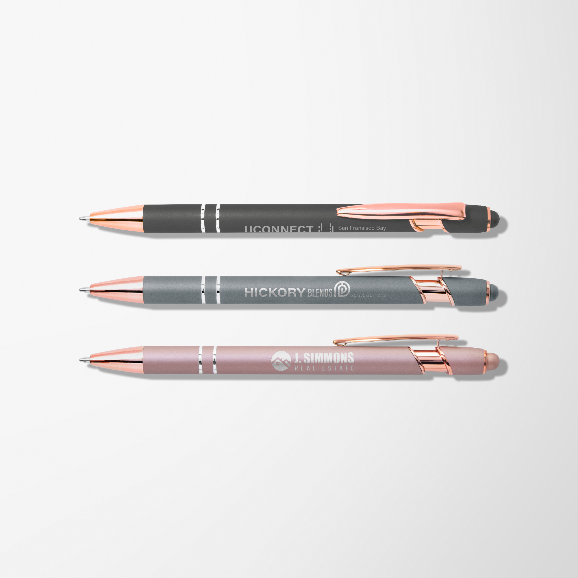 Promotional Islander Softy Rose Gold Gel Pen w/ Stylus $1.18