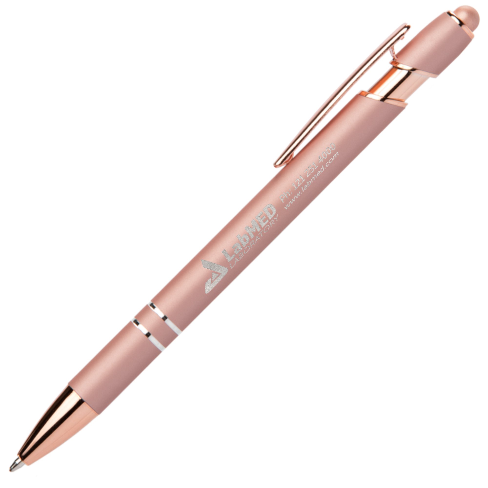 Custom Engraved Alpha Stylus Pen with Rose Gold Trim