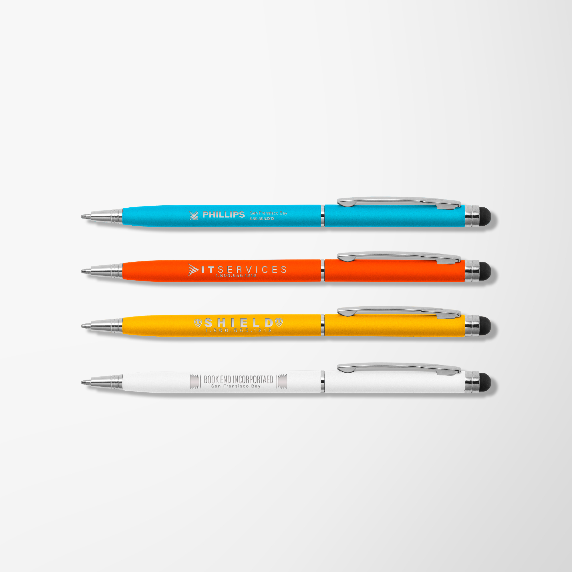 Personalise Bright Soft Touch Falon Stylus Pen with Text | Pens.com