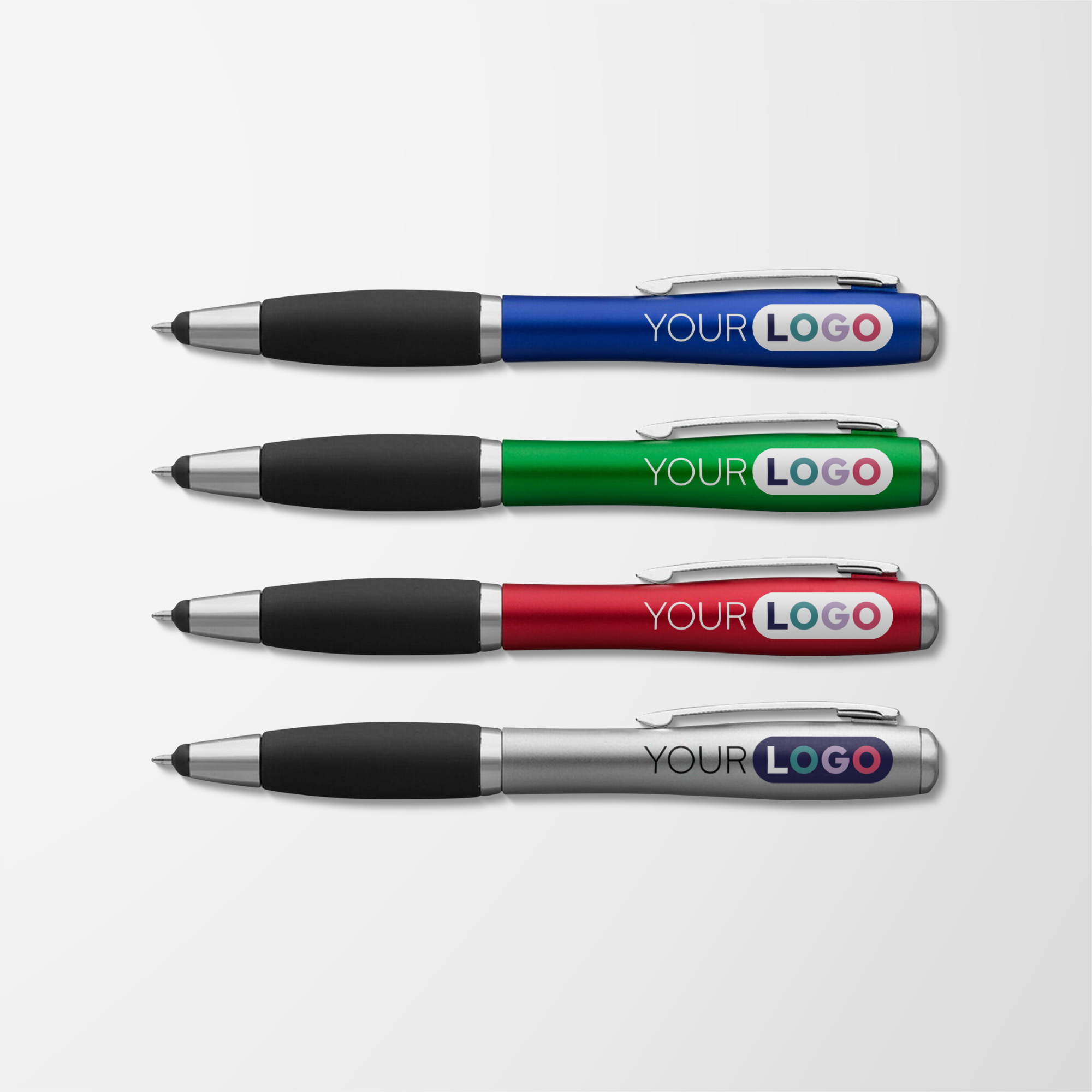 Custom Full Color Curvaceous Flashlight Stylus Pen | Pens.com