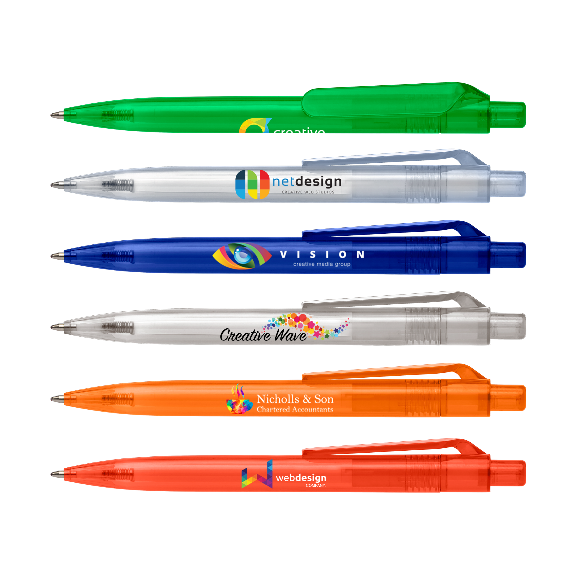 Promotional plastic pens w colorful rubber grips metal pen