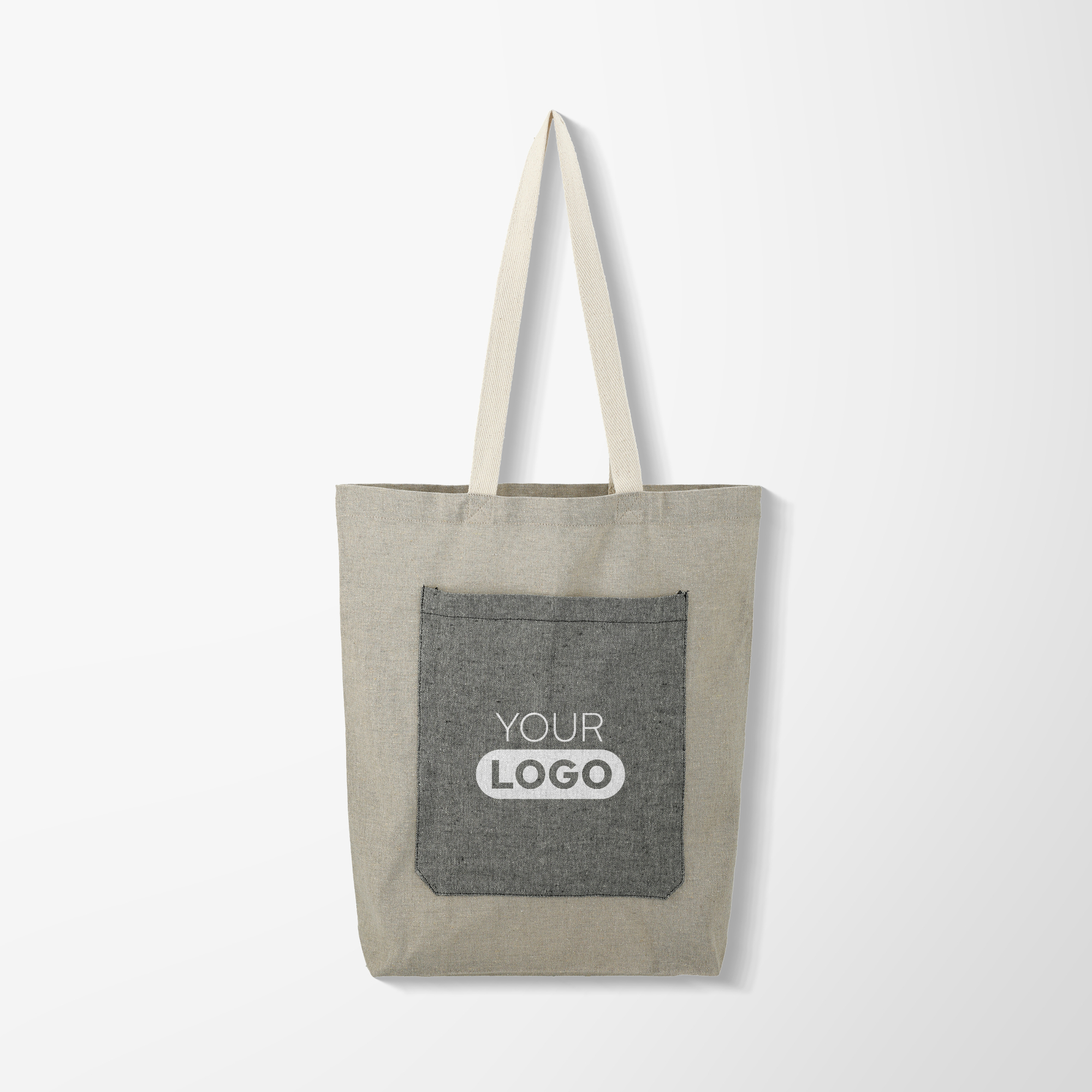 Custom Lena 4 oz. Recycled Cotton Pocket Tote Bag | Pens.com CA