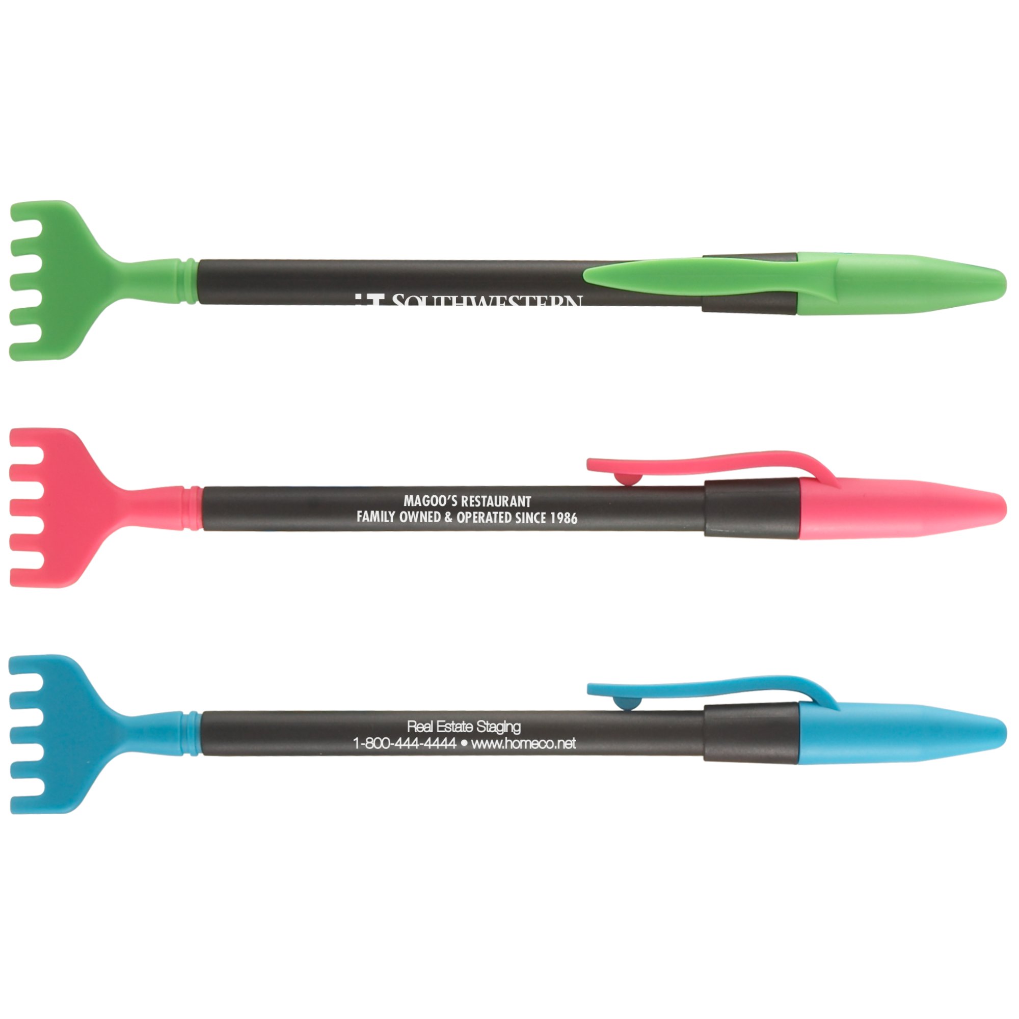 Personalise Neon Extending Back Scratcher with Pen with Text