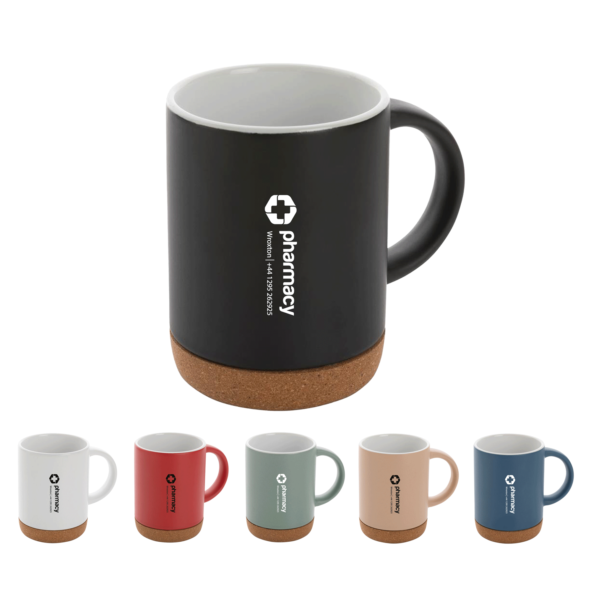 Promotional 280 ml Abigail Ceramic Mug with Cork Base with Logo
