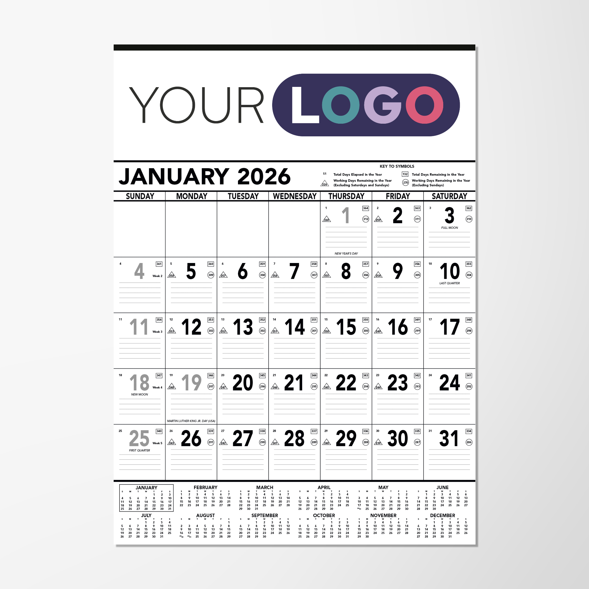 Custom Triumph® Black & White Contractor Memo Calendar