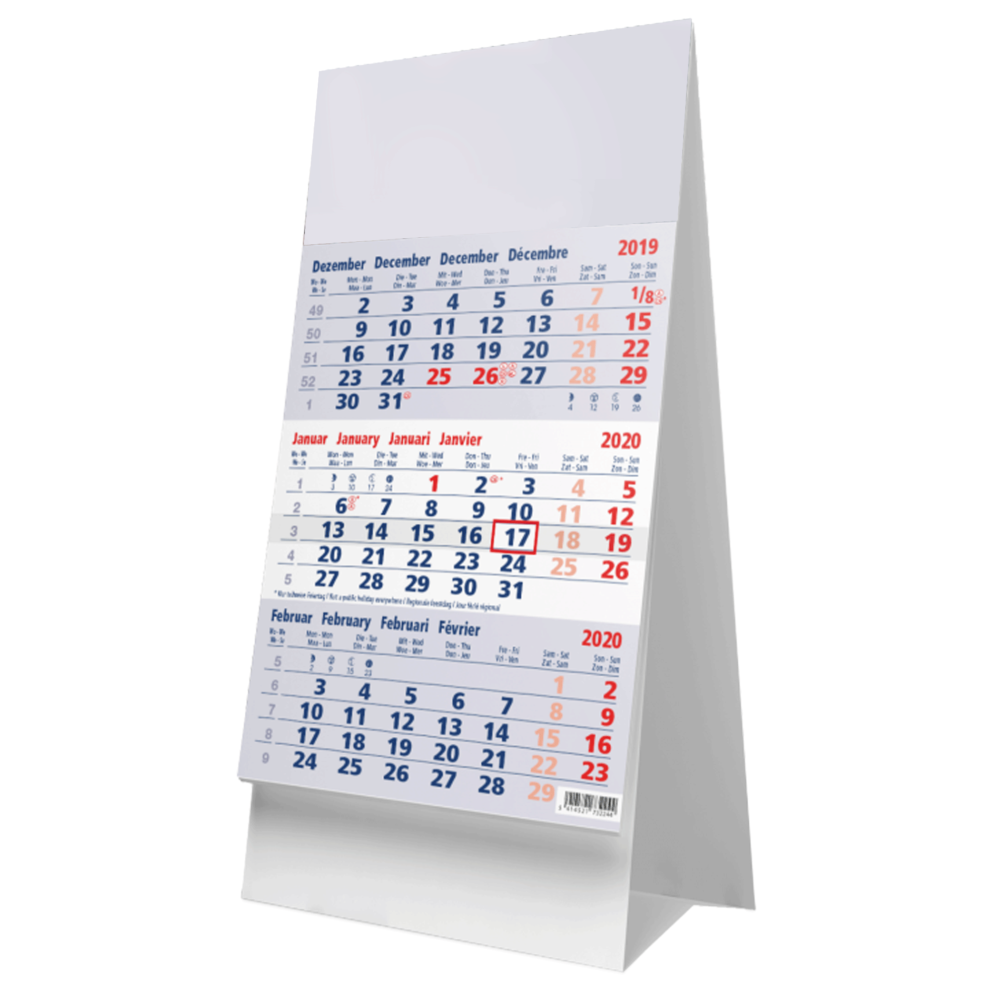 Personalised 3 Month Desk Calendar National Pen