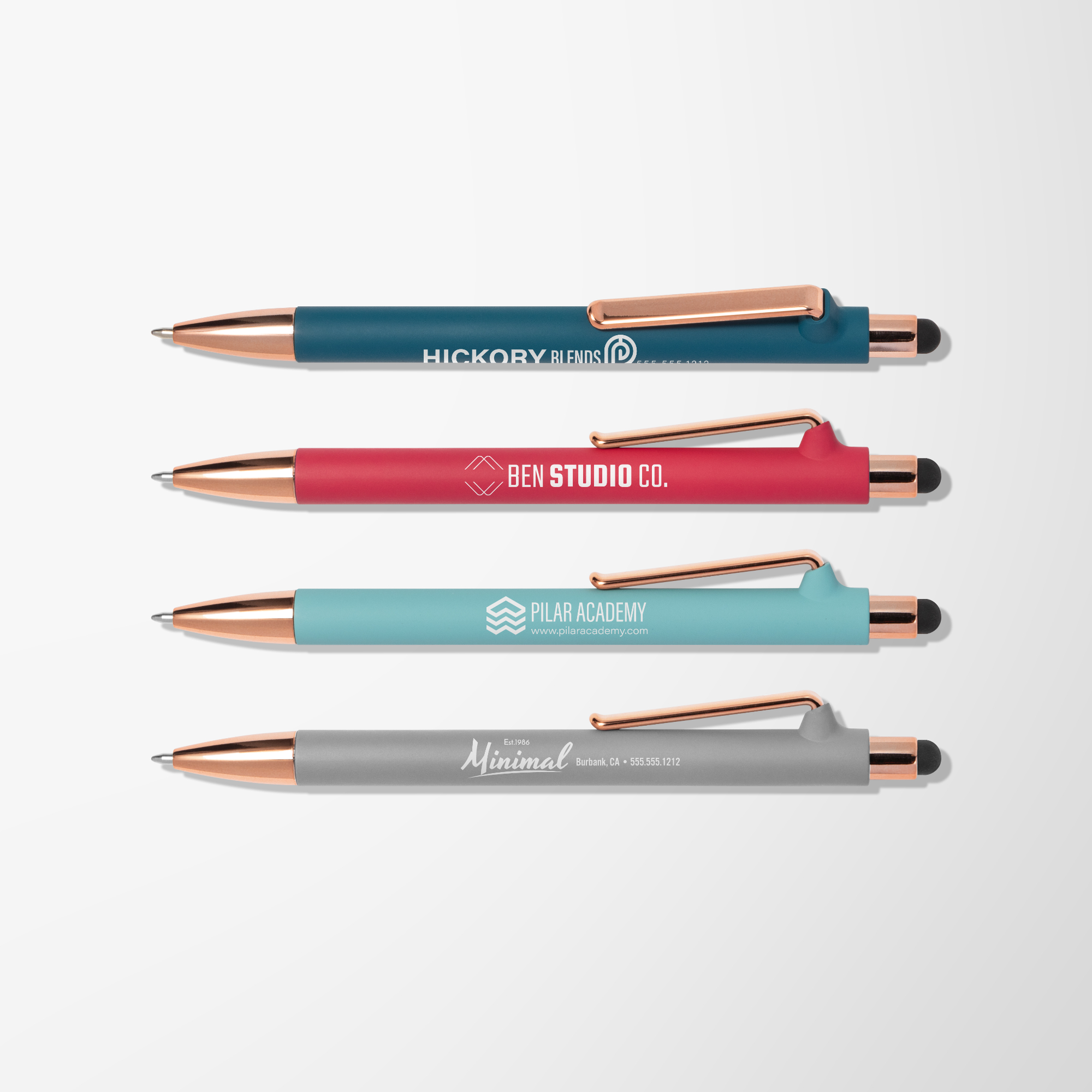 Custom Coastal Nova Stylus Pen with Rose Gold Trim CA