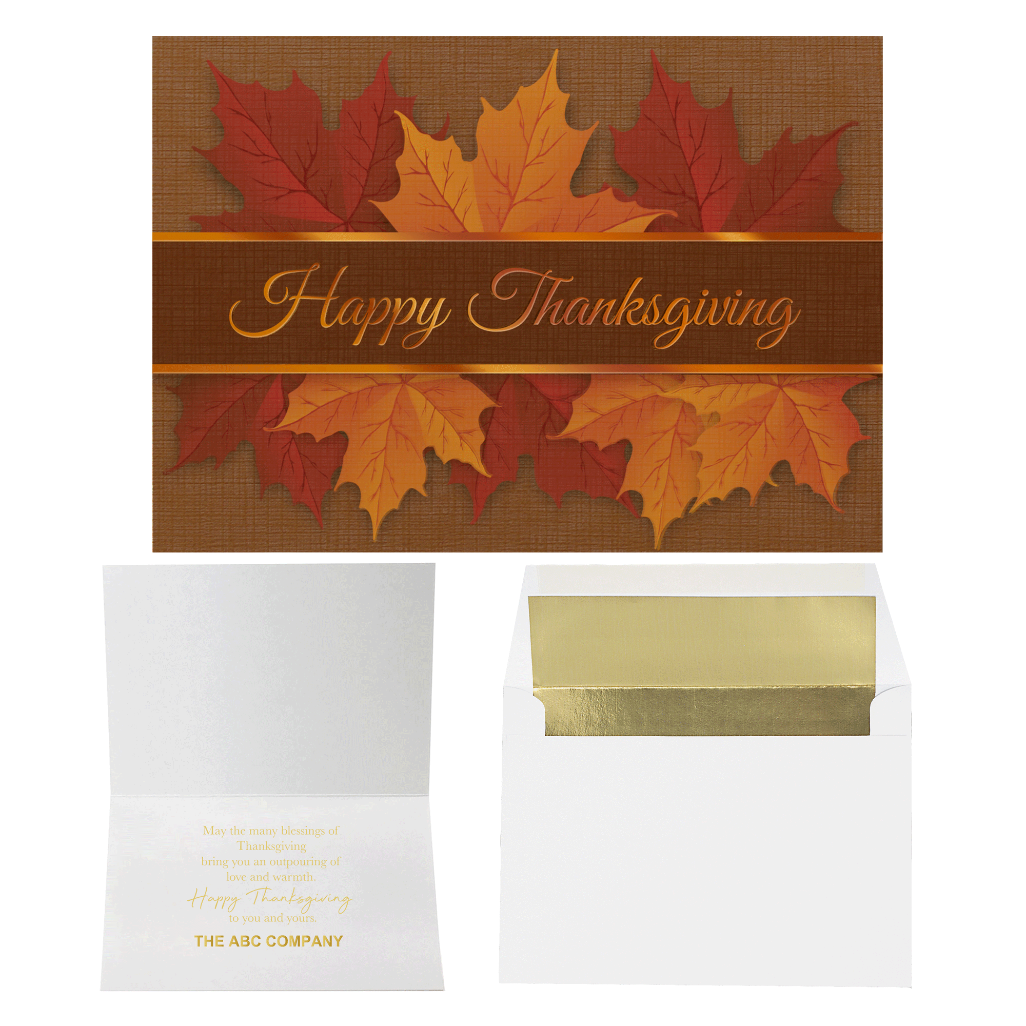Custom 5''x7'' Thanksgiving Autumn Leaves Greeting Card | Pens.com