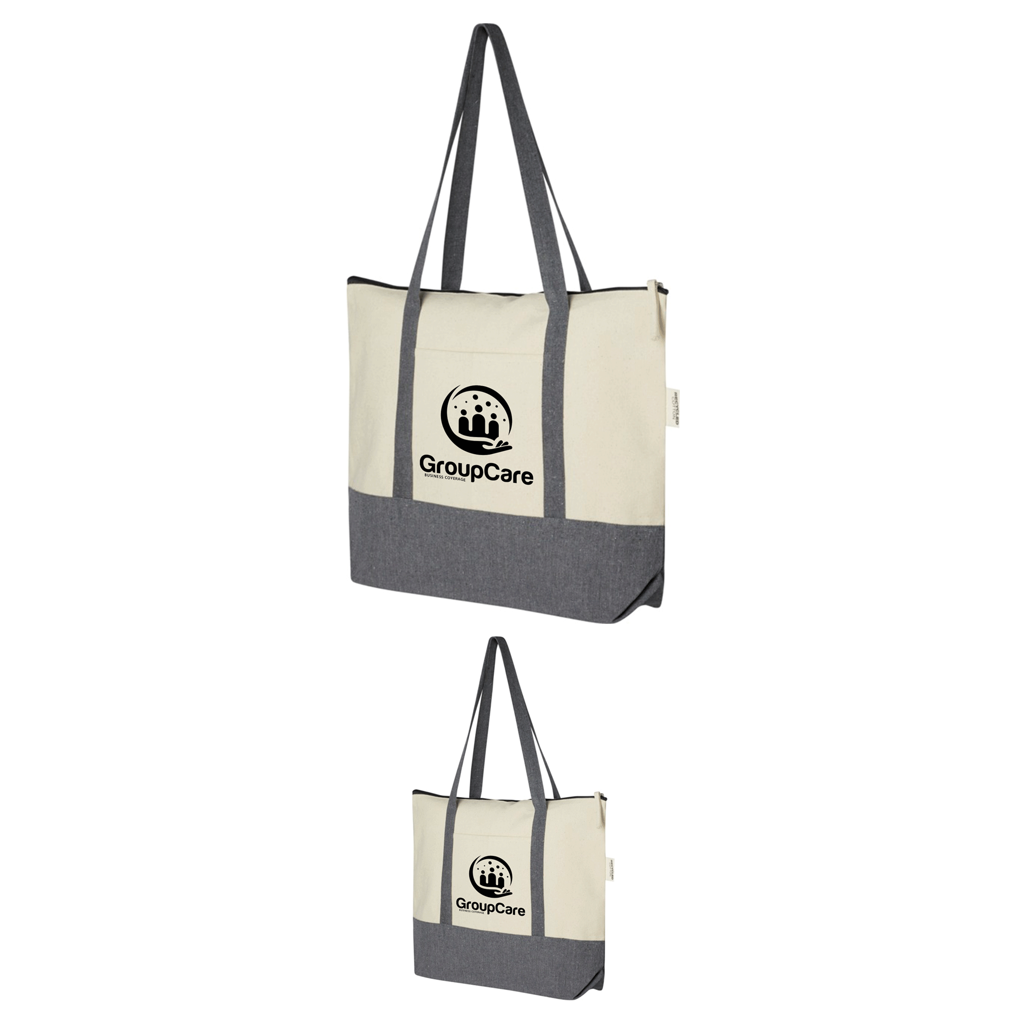 Promotional Repose 320 gsm Recycled Cotton Zippered Tote Bag with Logo Pens
