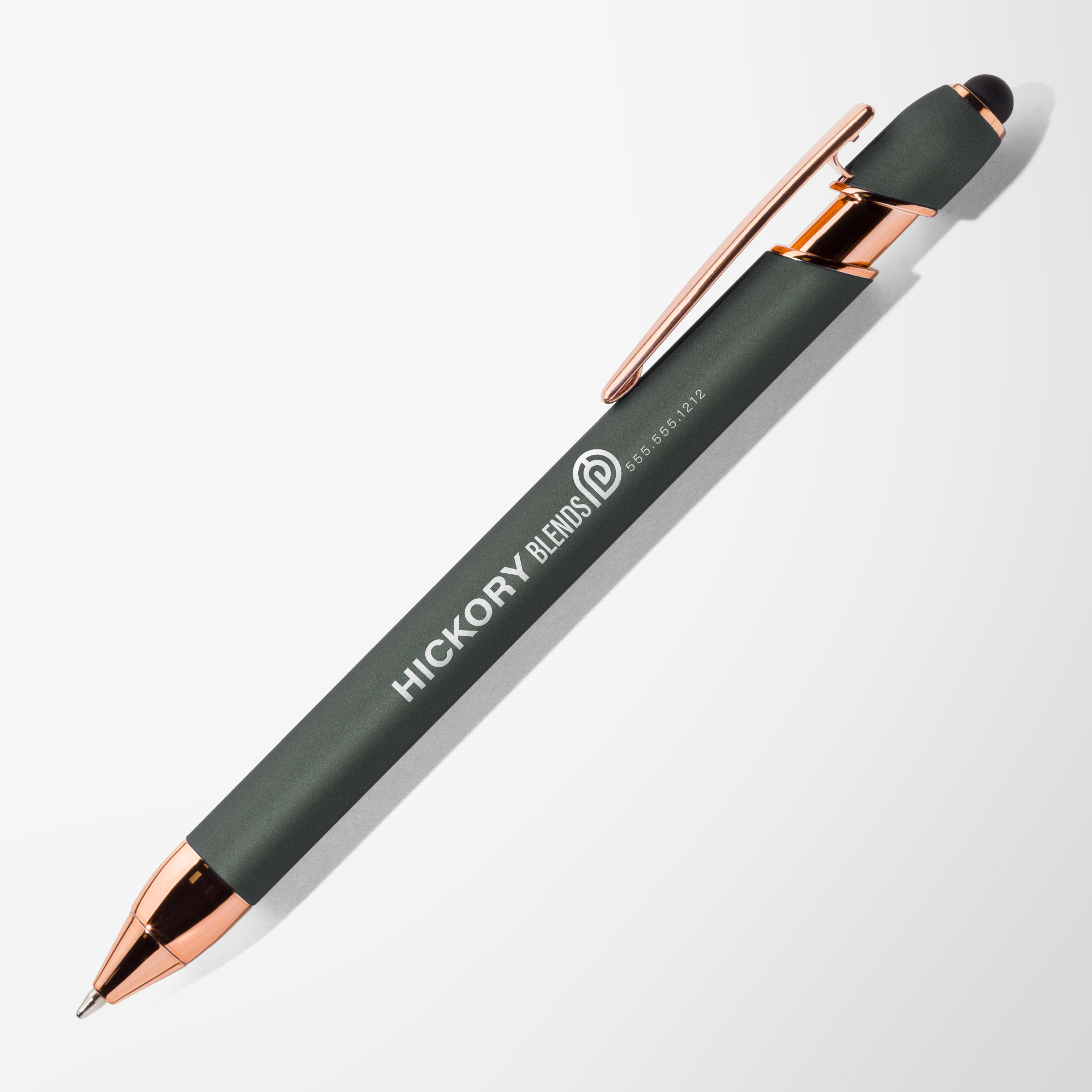 Custom Pyra Stylus Pen with Rose Gold Trim | Pens.com CA