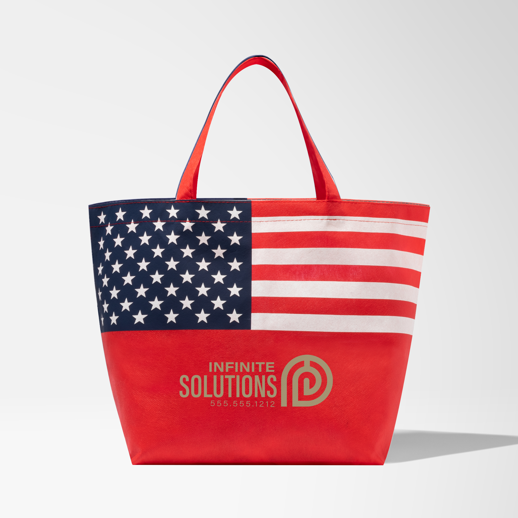 Custom Tote Bag with Patriotic Flag & Metallic Imprint