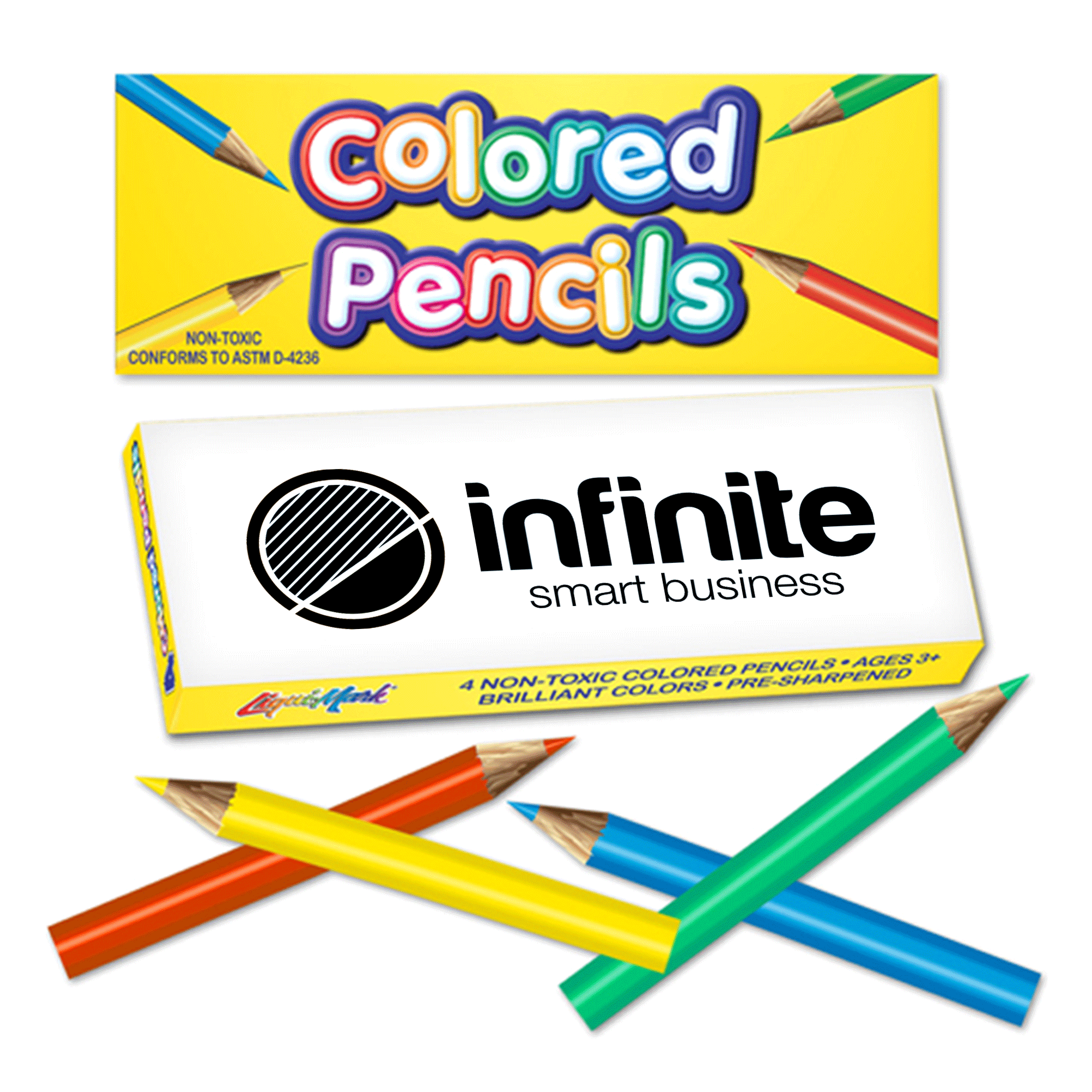 Custom 4Piece LiquiMark® Kido Mini PreSharpened Colored Pencils