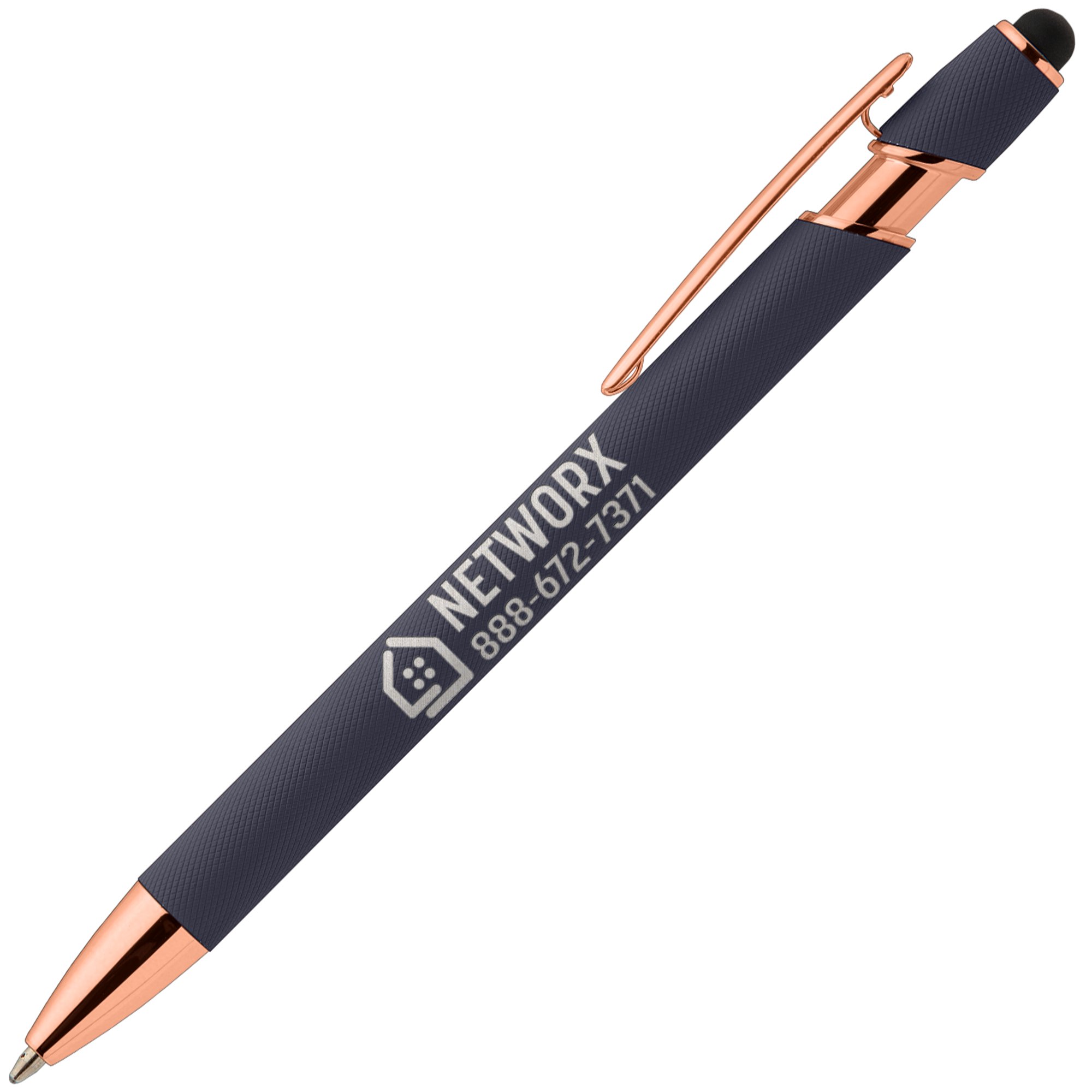 Custom Textured Alpha Stylus Pen with Rose Gold Trim