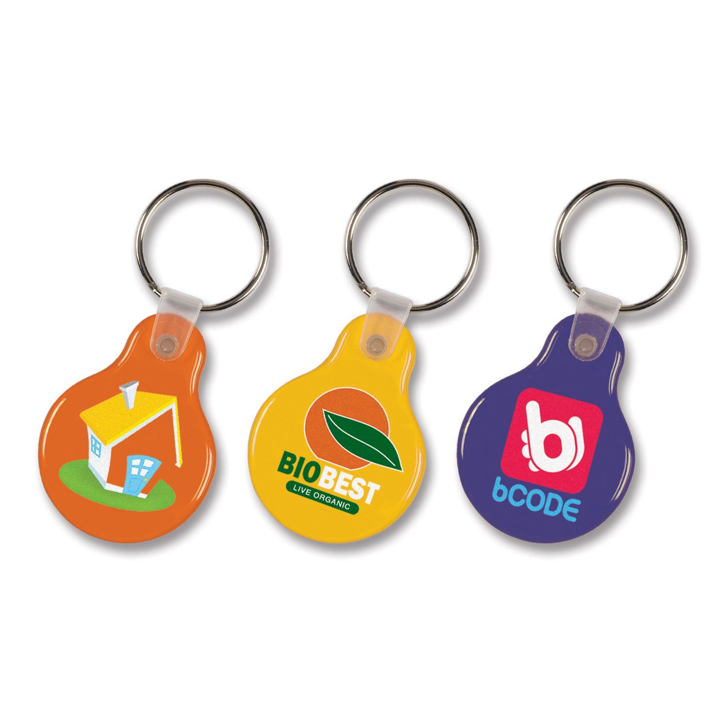 Personalise Full Colour Round Koda Resin Keyring with Text | Pens.com