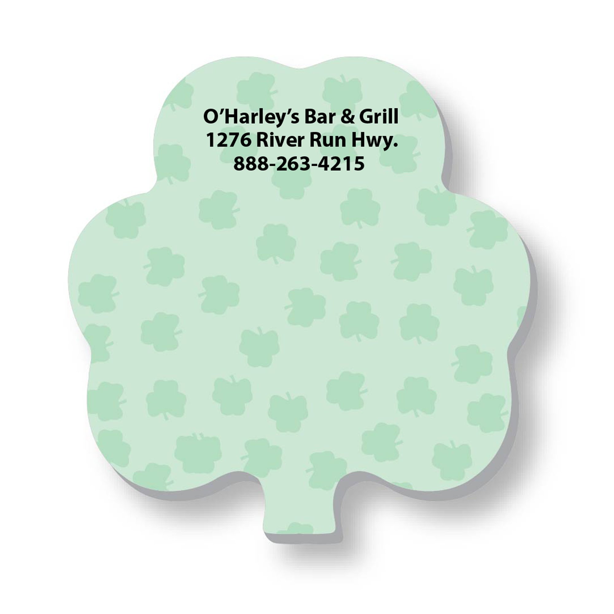 Custom 3'' x 3'' Shamrock Shaped Adhesive DieCut Notepads, 25 Sheets
