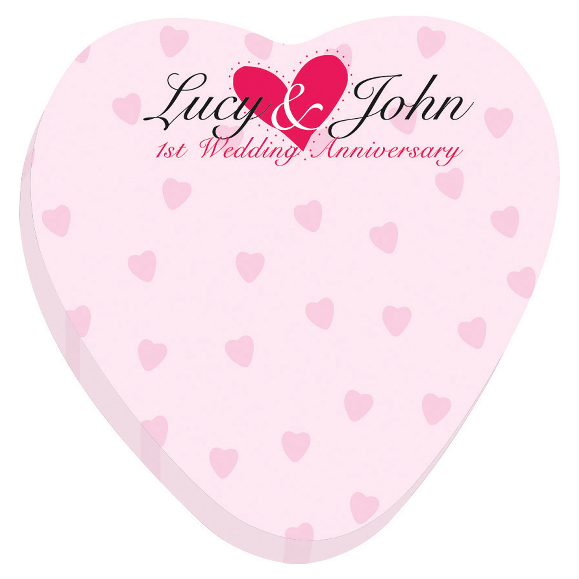 Custom 3'' x 3'' Heart Shaped Adhesive DieCut Notepads, 25 Sheets