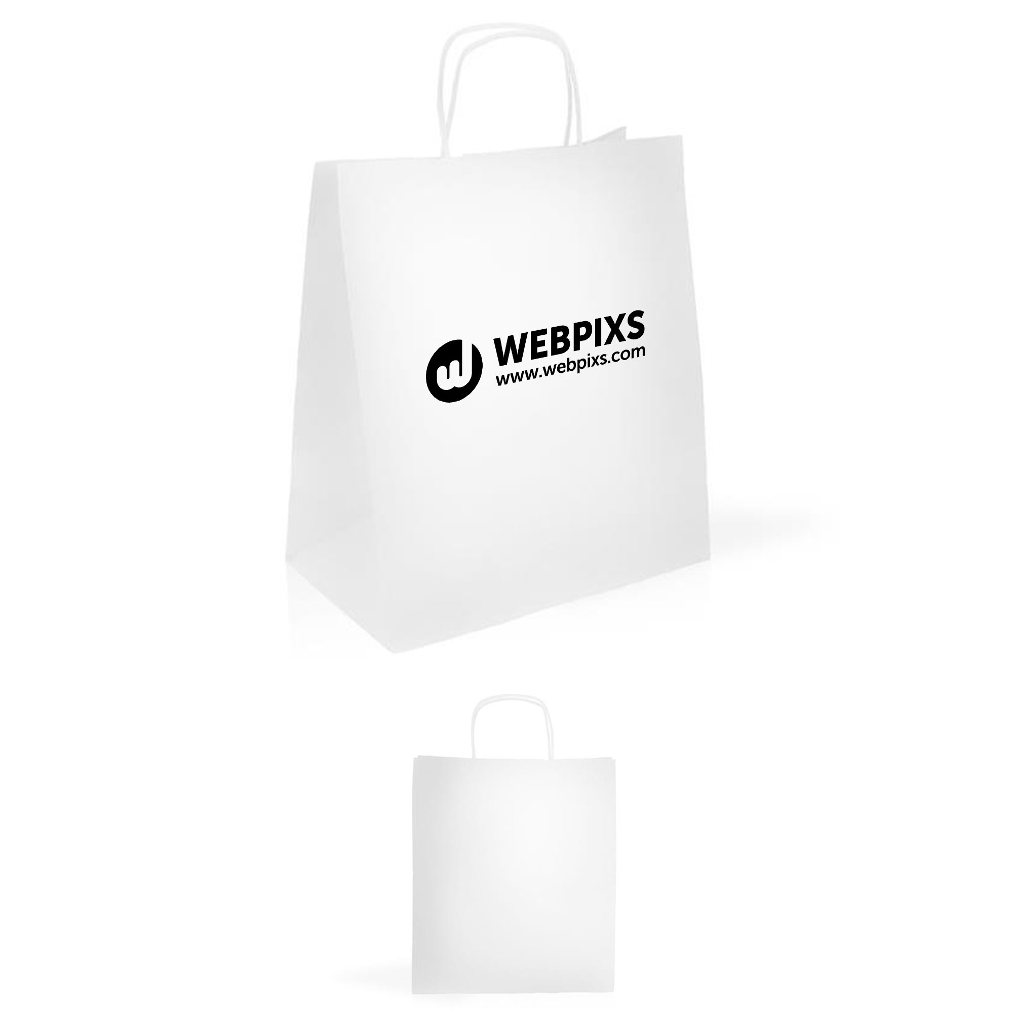 Bolsa de papel kraft blanco frenchie 27 x 31 cm regalo personalizado